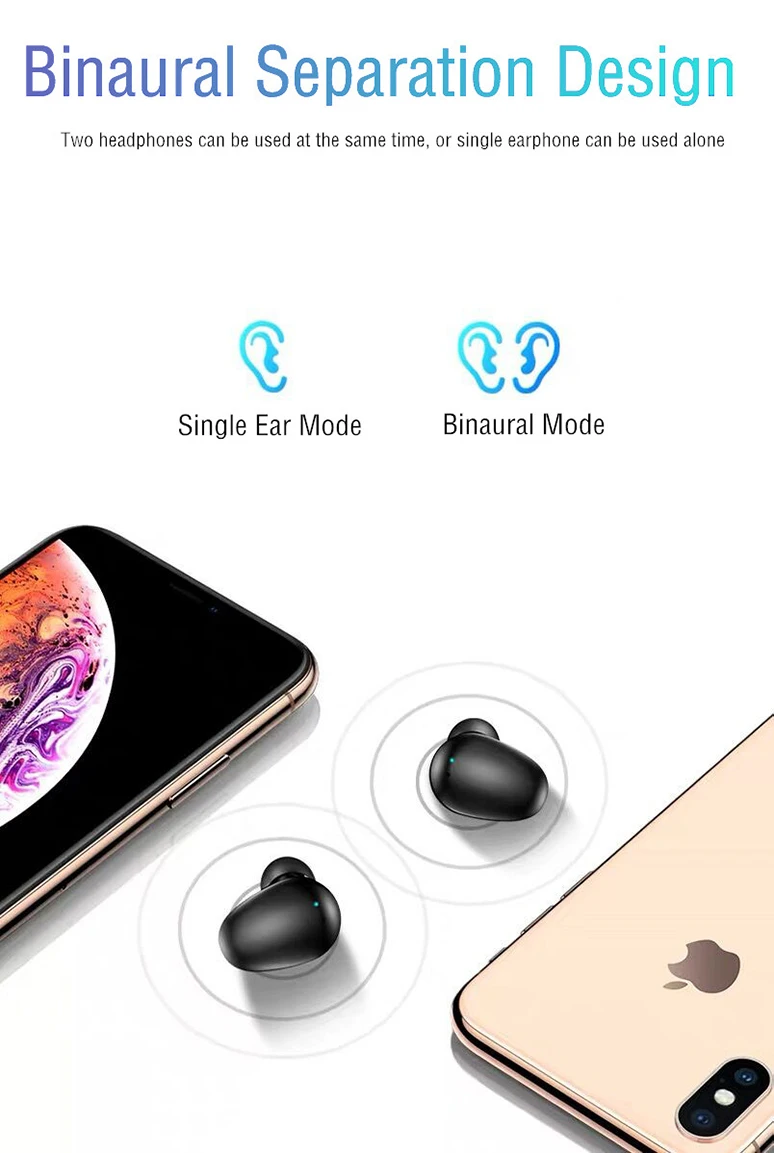 Беспроводные Bluetooth наушники с сенсорным наушником светодиодный дисплей IPX7 Водонепроницаемая гарнитура 6D стерео HiFi наушники с power Bank