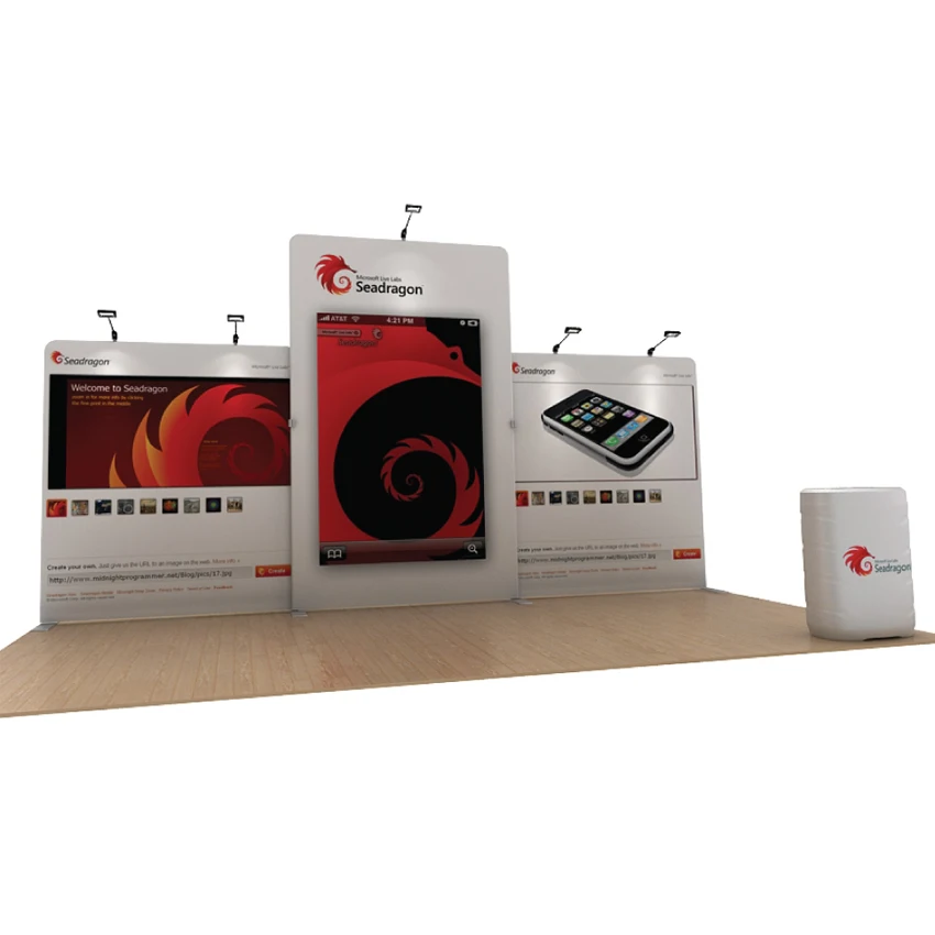 20 футовый портативный натягивающийся тканевый выставочный набор выставочных