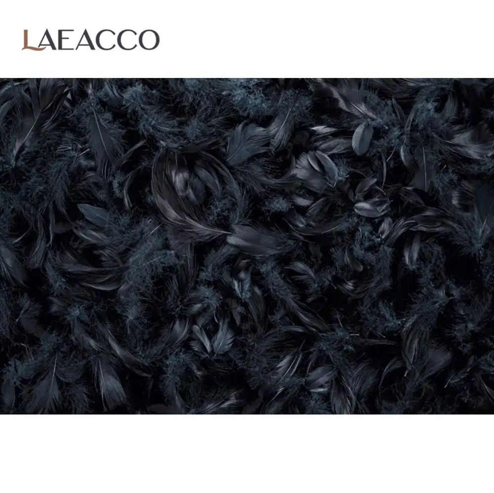 

Laeacco Fantasy Black Dark Feather Baby Newborn Seamless Pattern Photographic Background Photo Backdrop Photocall Photo Studio