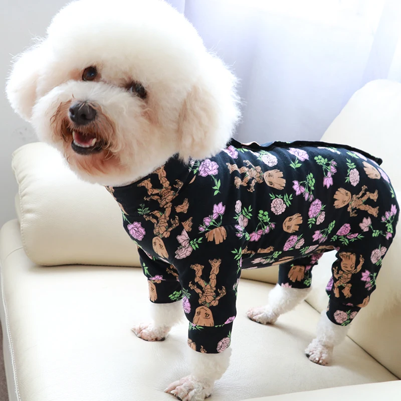 

Pet Dog Jumpsuit Thin Printed Puppy Clothes 100%Cotton Overalls Protect Belly Pajamas For Small Dogs Chihuahua Poodle Sweatshirt