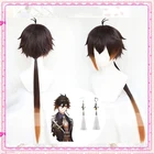 Парик для косплея Genshin Impact Zhongli длиной 90 см, термостойкий синтетический парик из аниме Аниме, парик для Хэллоуина