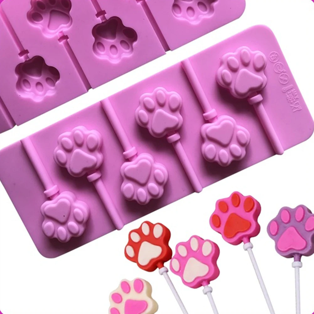 

6 Even Cat Claw Silicone Ice Cream Diy Mold Lollipop Mold Small Mouth Chocolate Mold Cartoon Cute High Temperature 23*9.2*1cm