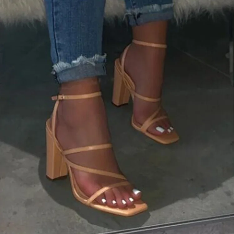 

Сандалии женские на высоком каблуке, Классические босоножки без застежки, пикантные однотонные, лето 2021