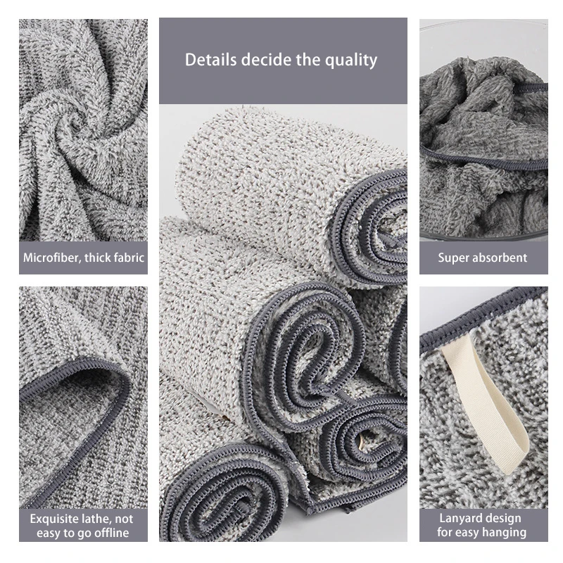 

Double-sided Thickened Bamboo Charcoal Towel Kitchen Dishwashing Cloth Multi-purpose Cloth Microfiber Cleaning Kitchen Tool