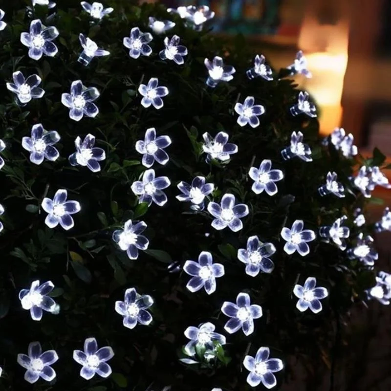 

Peach Flower Solar Lamp String Power LED String Fairy Butterfly Lights 6V Garlands Garden Christmas Decor For Outdoor