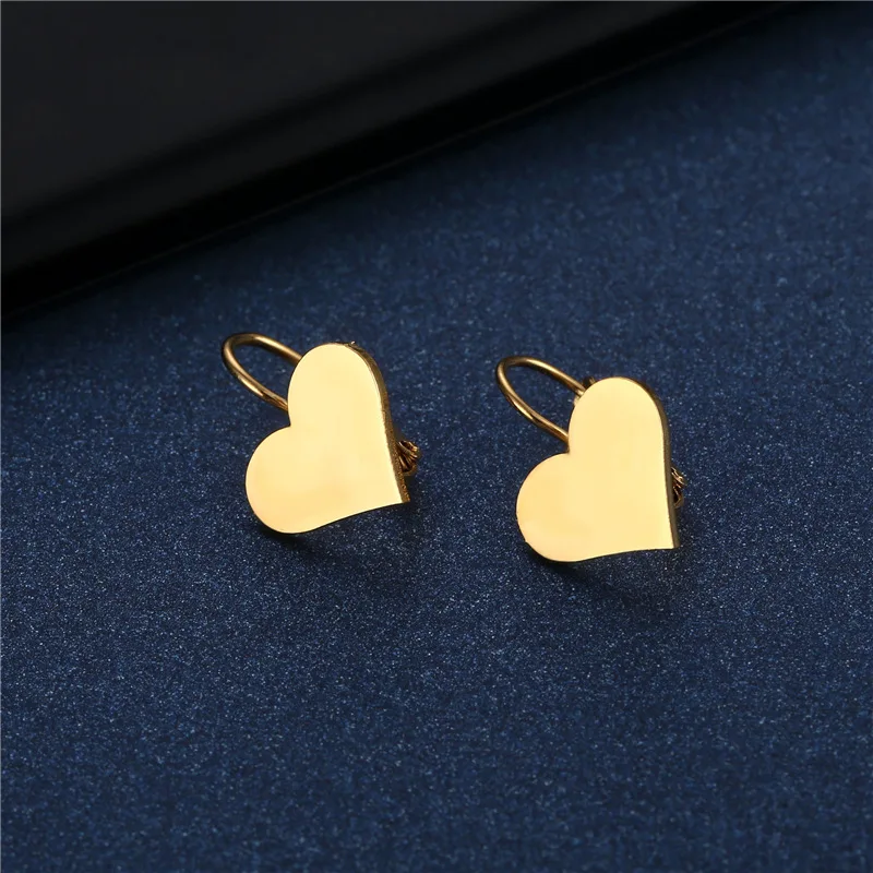 

Simple Geometric Minimalist Gold Color Heart Stainless Steel Hoop Earrings for Women Fashion Jewelry Dainty Heart Earrings
