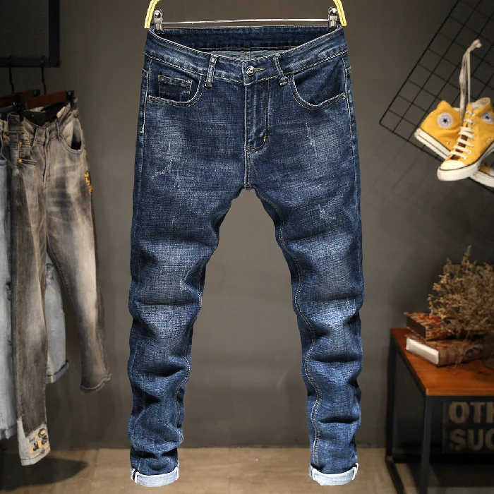Корейская версия тонких мужских джинсов модные вышитые джинсы мужские джинсовые