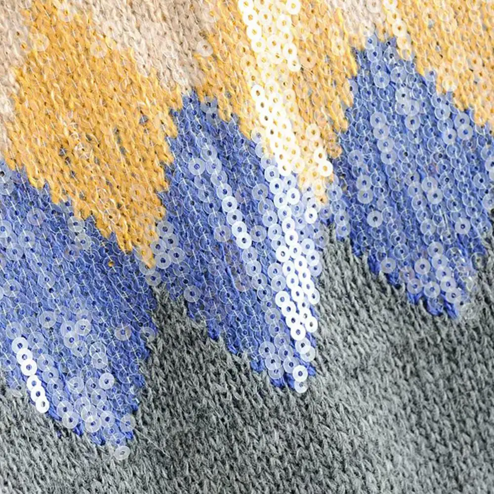 Женский вязаный свитер Za повседневный Свободный пуловер с геометрическим узором