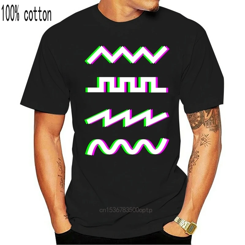 

Men Funny T Shirt Women Cool Tshirt Retro Waveforms Synth T-Shirt