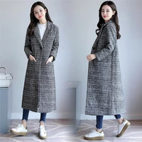 fashion women coat plaid classics female loose long single breasted coats 2021 autumn winter jackets trench outerwear
