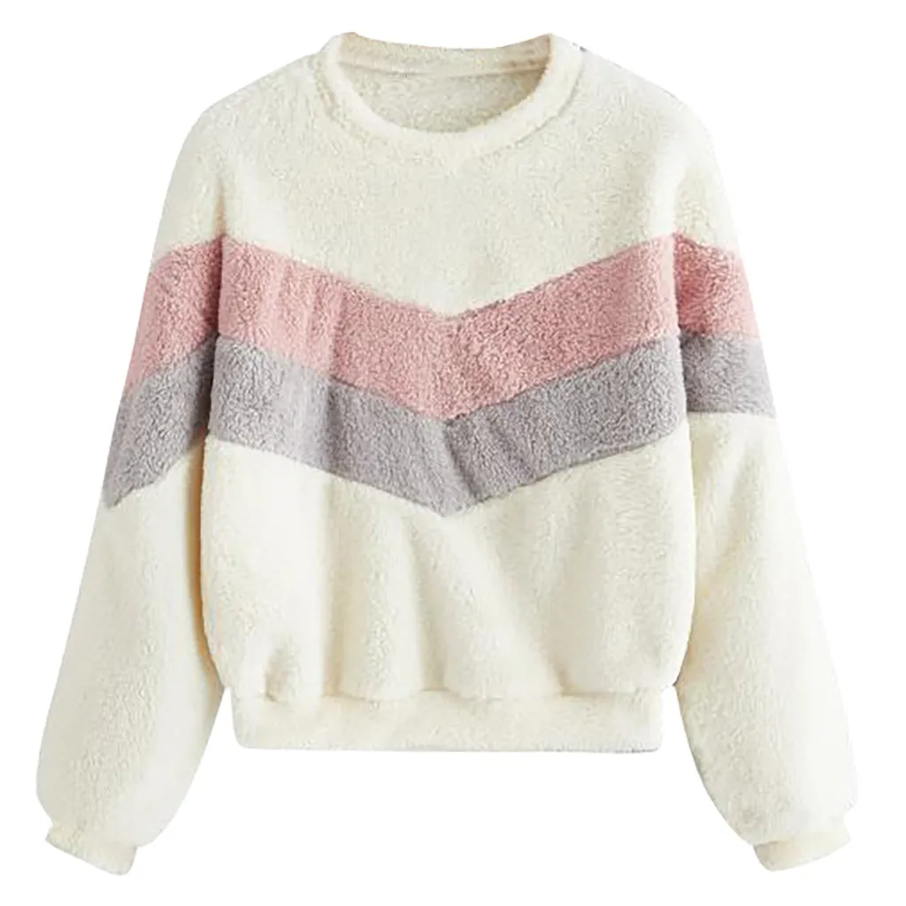 Осенний флисовый укороченный свитер с круглым вырезом для женщин повседневный