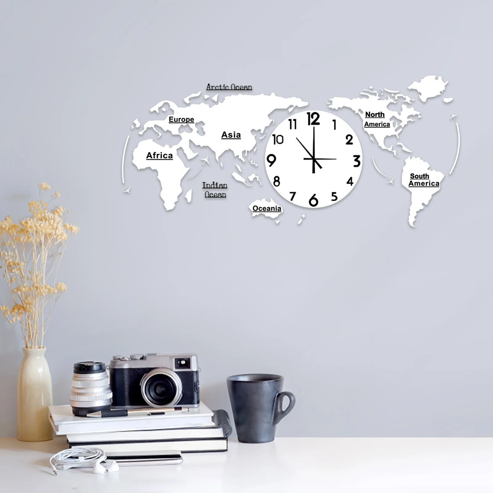 Настенные часы с картой мира акриловые украшения для дома спальни офиса | Дом и