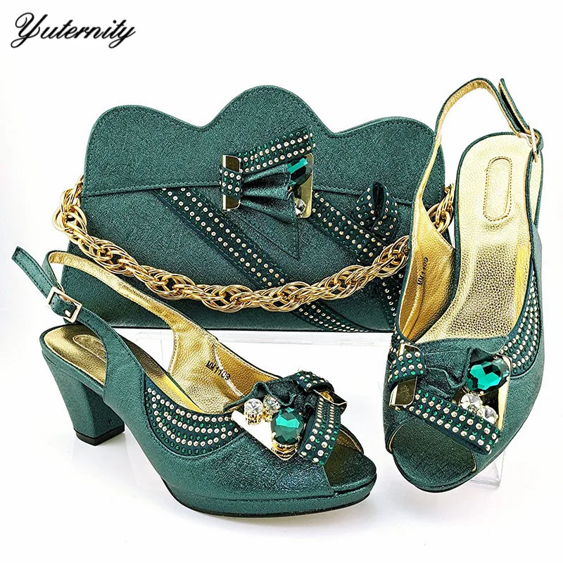 Африканский Стиль из искусственной кожи со стразами Комплект обуви и сумки