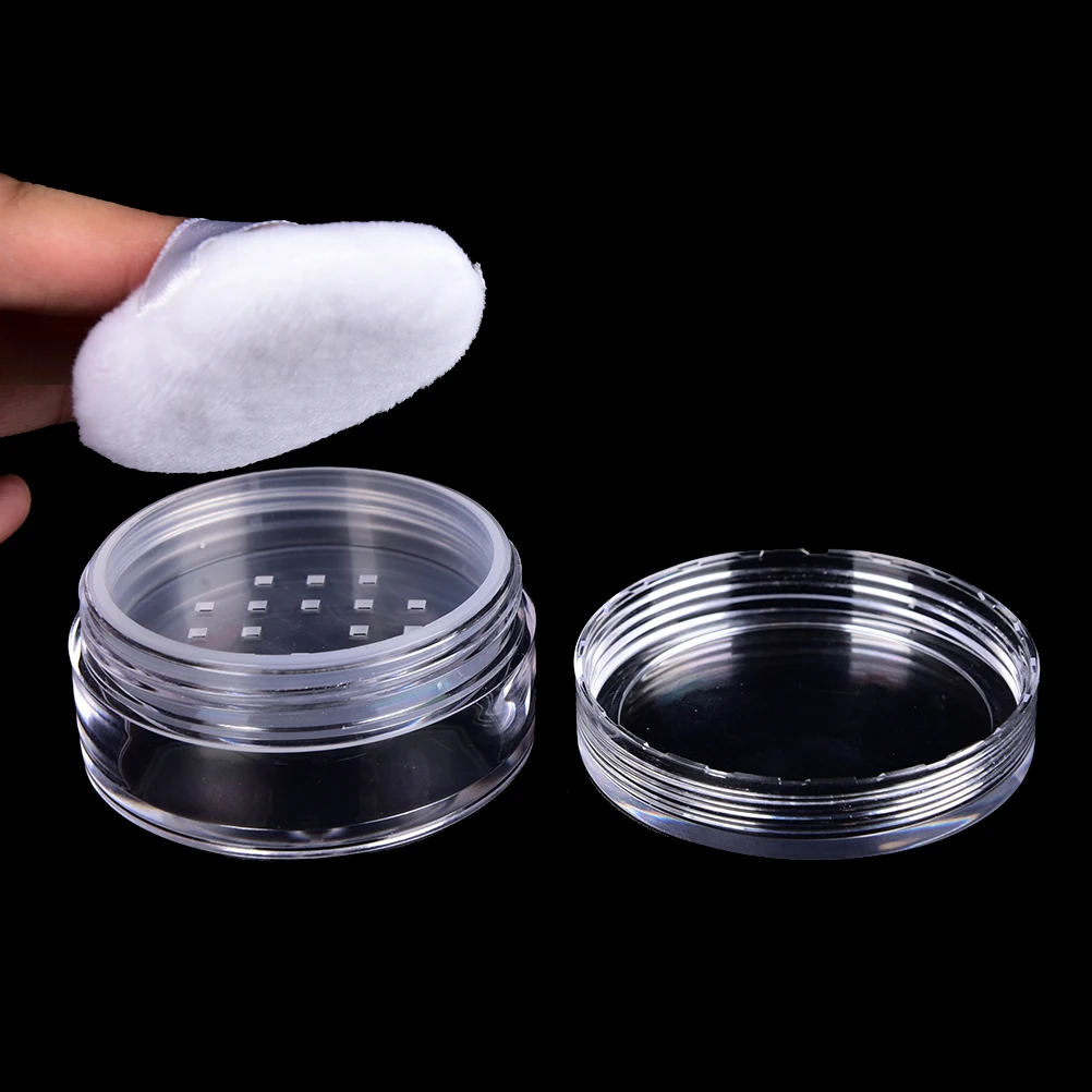 1Set 12ml Powdery Cake Box Cosmetic Case Empty Loose Powder Compact With The Grid Sifter & Puff Jar Packing Container