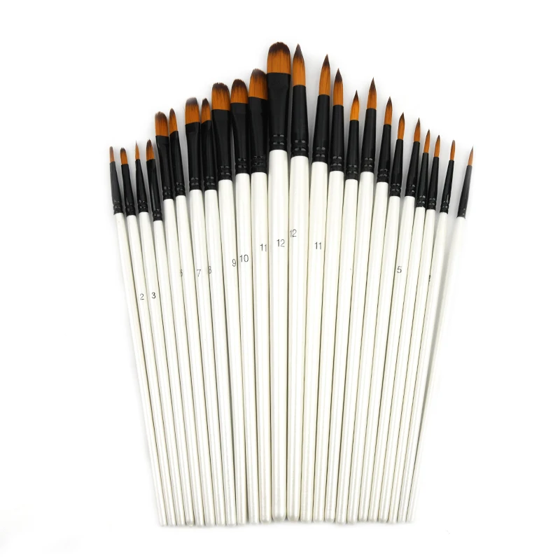 

12pcs Nylon Wooden Handle Watercolor Paint Pen Set For Learning Diy Oil Acrylic Painting Art Paint Brushes Supplies