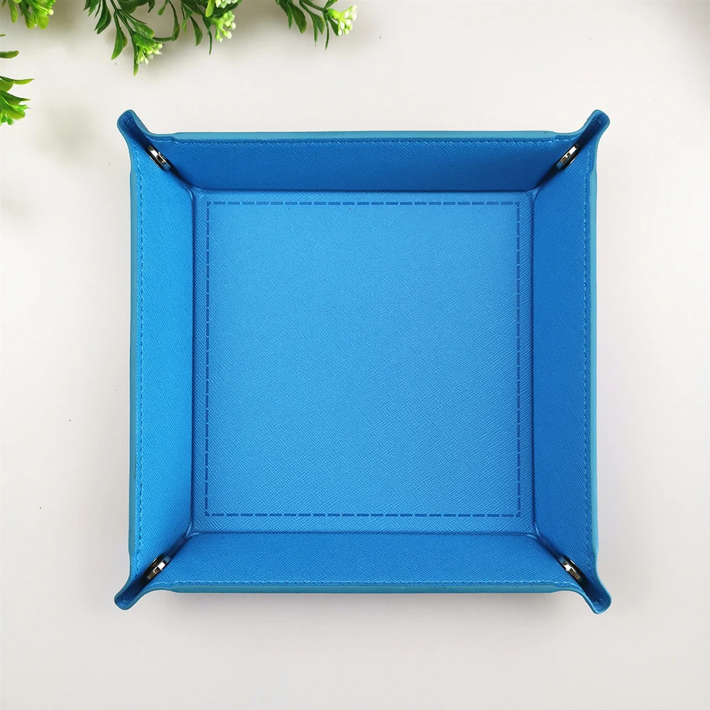 1 Pcs 18x18cm Four Corners PU Leather Tray Change Tray Sundries Storage Box Dried Fruit Plate Desktop Storage Tray