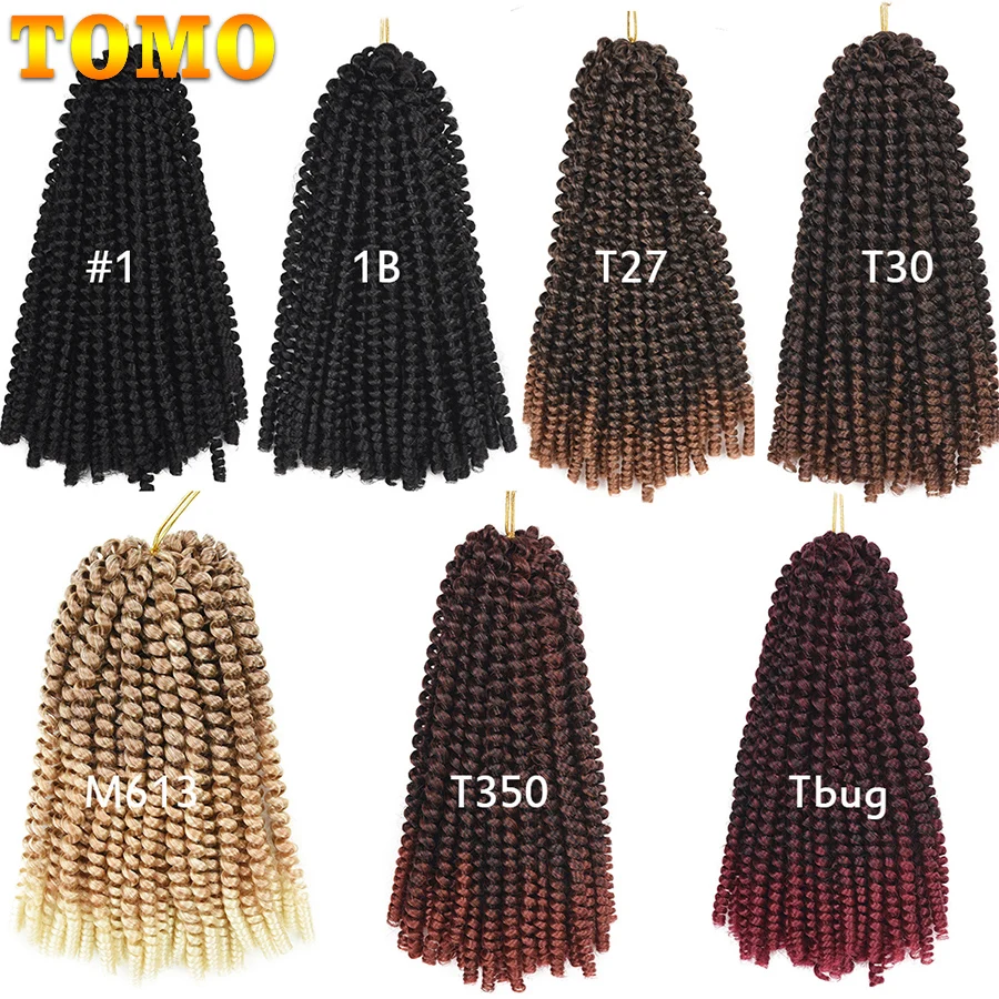 TOMO афро Омбре весенние спиральные волосы для вязания крючком 20 прядей вязание