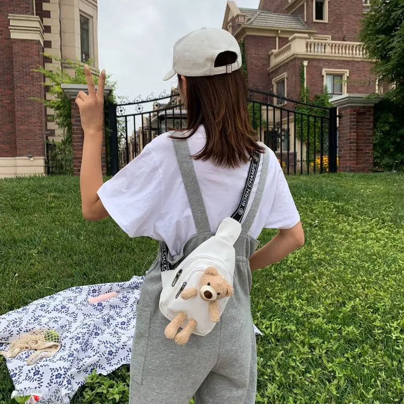 

Women's shoulder bag, chest bag, fashionable chest messenger bag, canvas bag, cute bag, commuter bag children's bag, bear bag