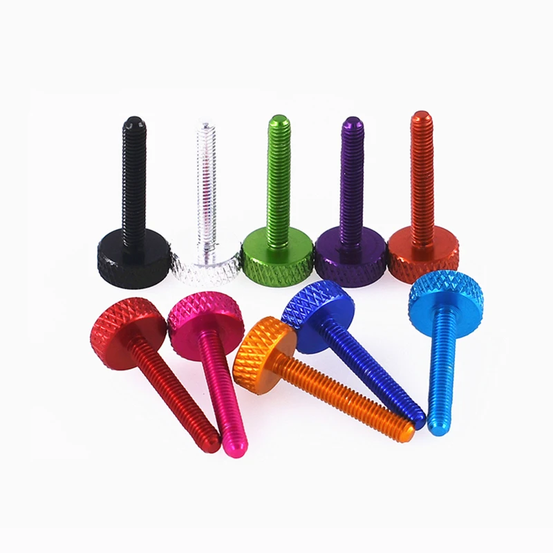 

3PCS M3 M3.5 M4 knurled Thumb Screw Aluminum Alloy Round Flat Head Computer Case Screws Multiple Color Length 4.5-30mm
