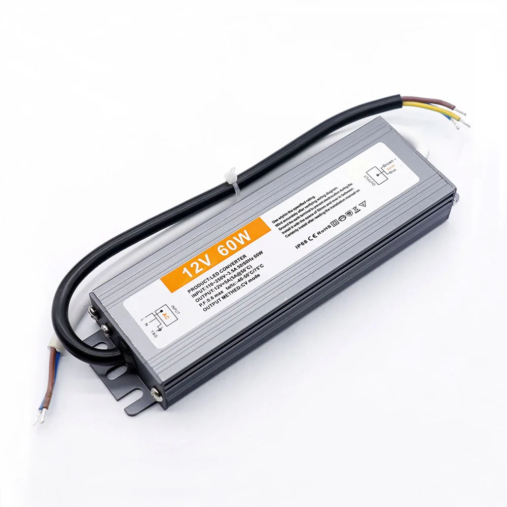 5 Вт 10 15 20 24 30 36 50 60 80 100 150 DC12V светодиодный Водонепроницаемый источника питания
