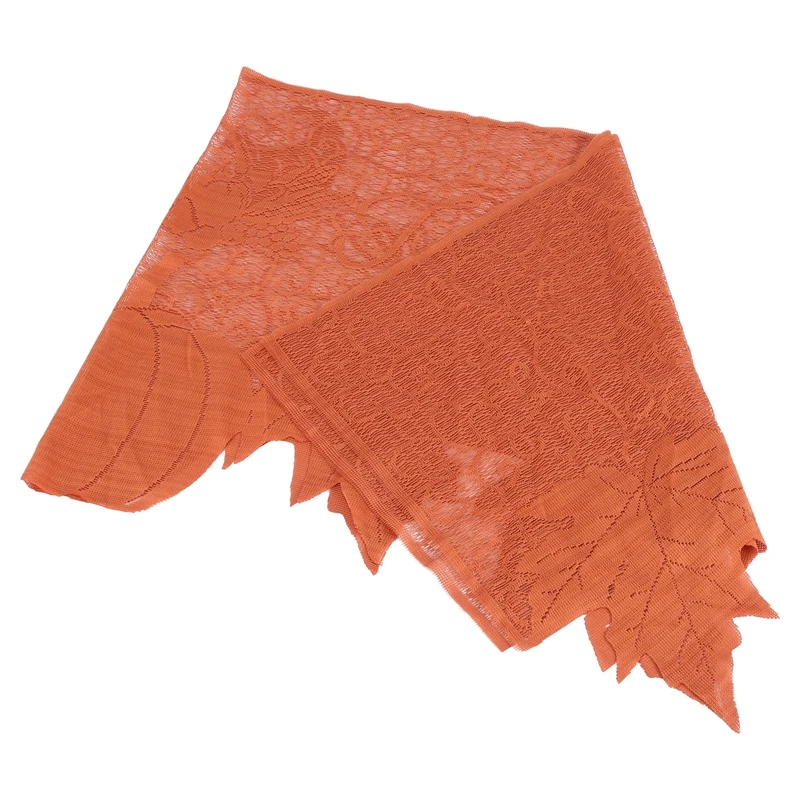 

Thanksgiving Halloween Maple Leaves Lace Fireplace Scarf Table Runner for Thanksgiving Harvest Festival Party Decor