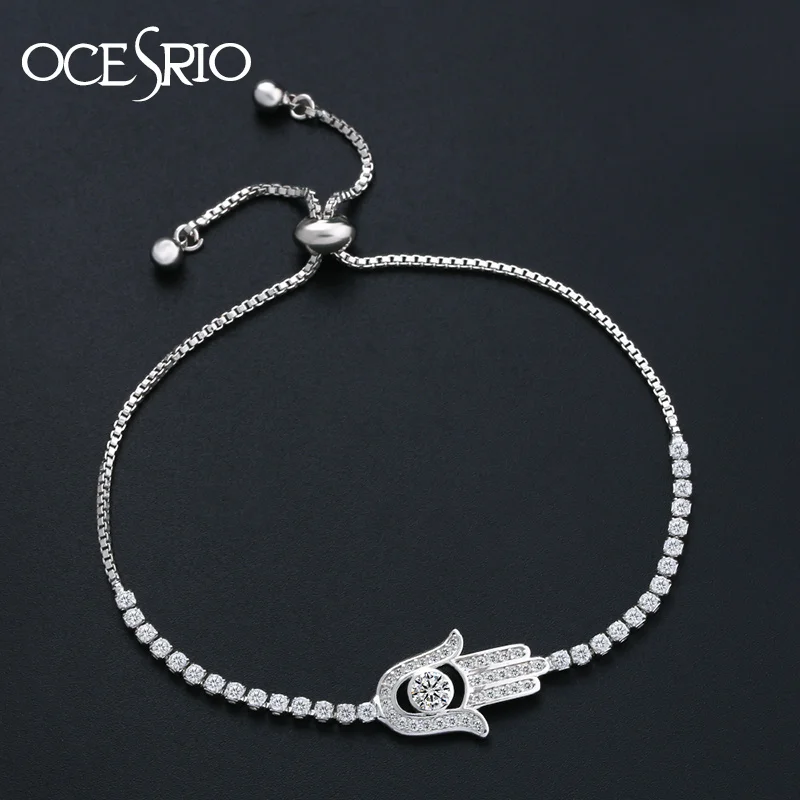 OCESRIO Lucky Cubic Zirconia Fatima ручной браслет Турецкий Дурной глаз ювелирные изделия для