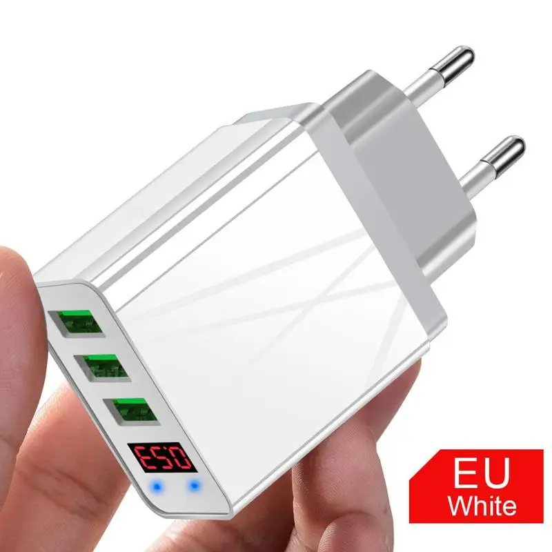 3 порта QC3.0 USB зарядное устройство адаптер Светодиодный дисплей напряжения мобильный телефон путешествия стены цифровой быстрой зарядки для iPhone X samsung S10