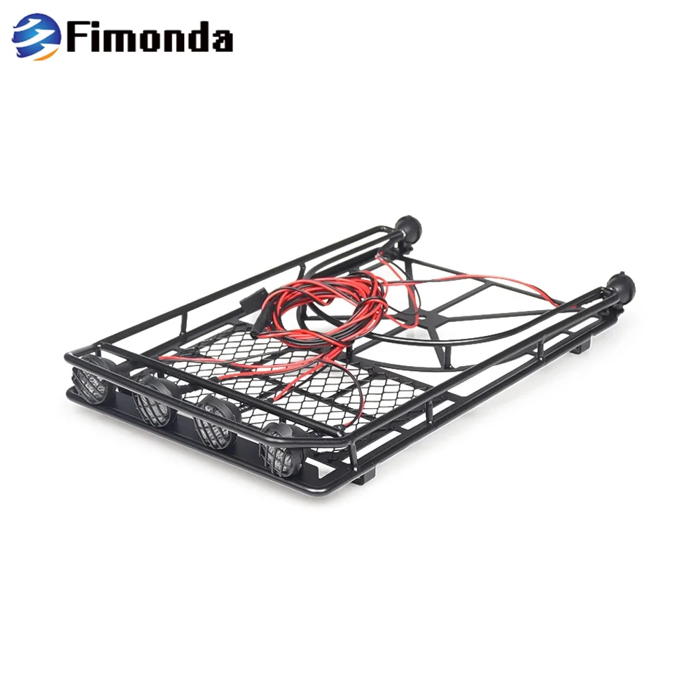 1/10 RC металлический багажник на крышу с подсветкой для Traxxas TRX4 Axial SCX10 Wraith 90018 D90 TAMIYA