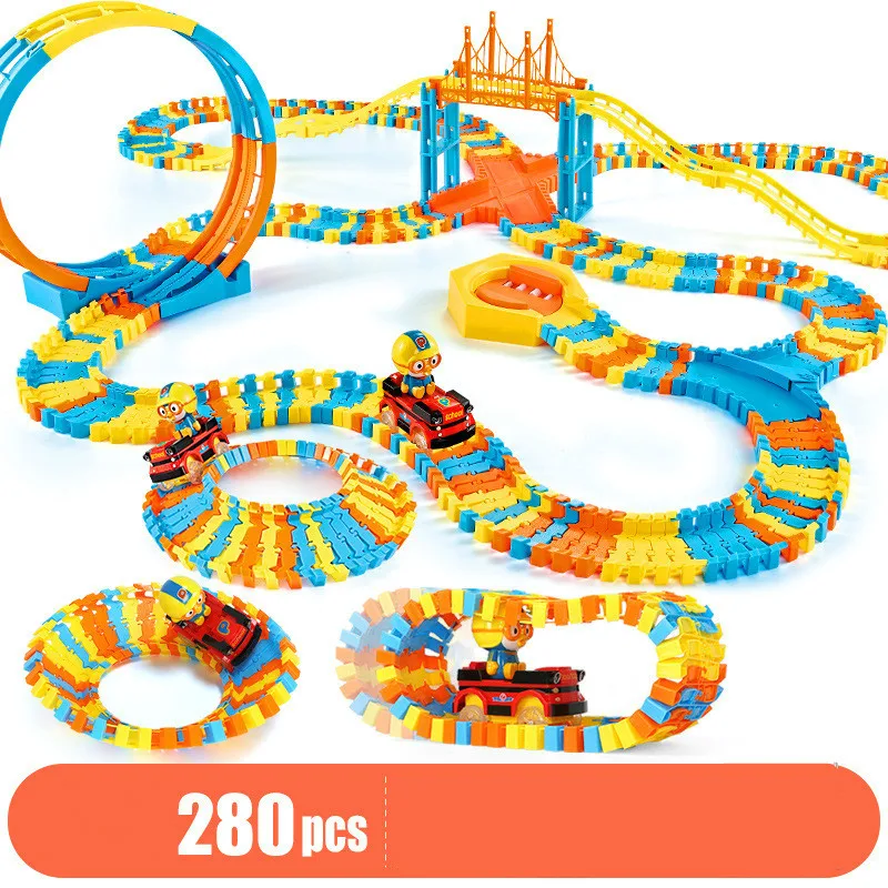 Электрическая разнообразная железная дорога волшебный гоночный трек набор