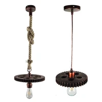 industrial vintage pendant lights retro iron rust gear wheel indoor hanging lamp fixtures kitchen dining room restaurant cafe