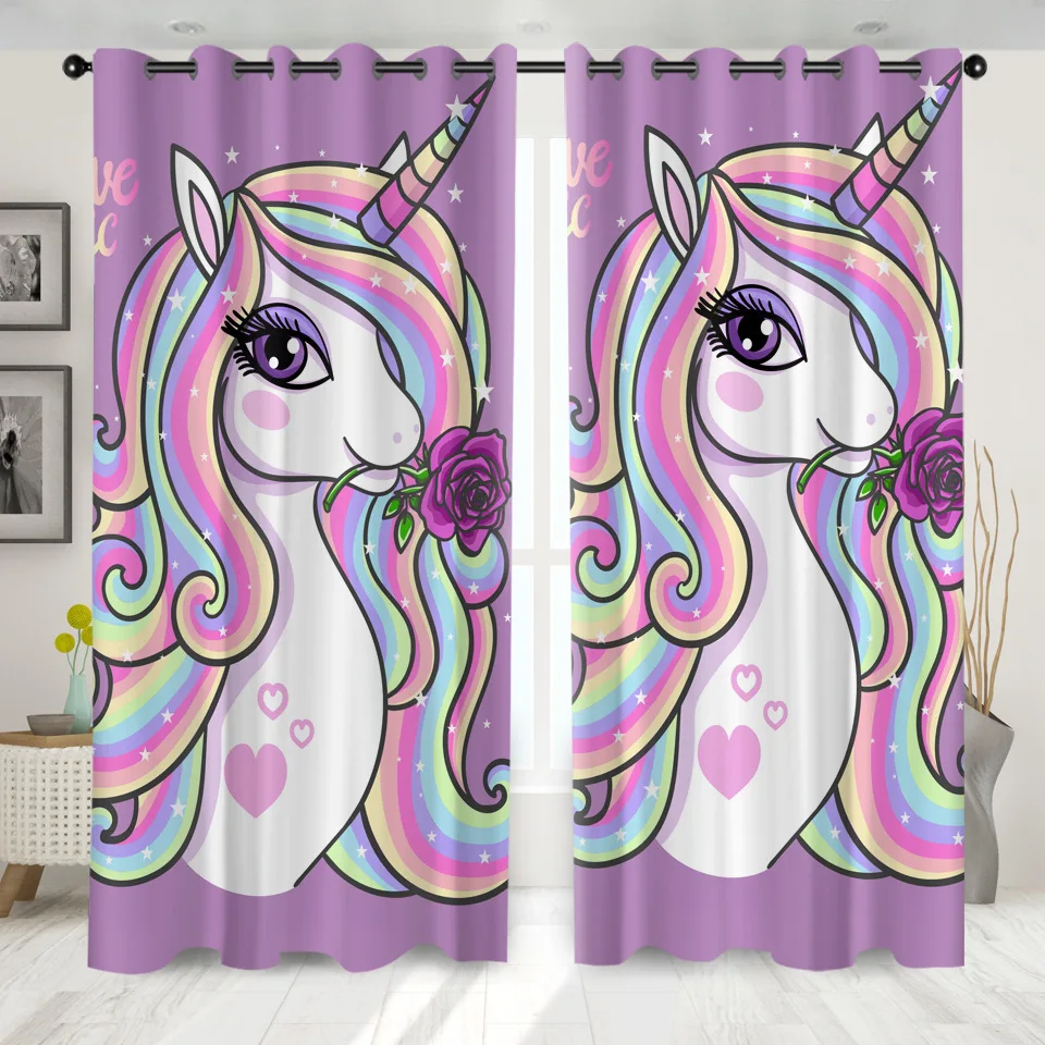 Светонепроницаемые шторы SOFTBATF с мультяшным единорогом цифровая печать для