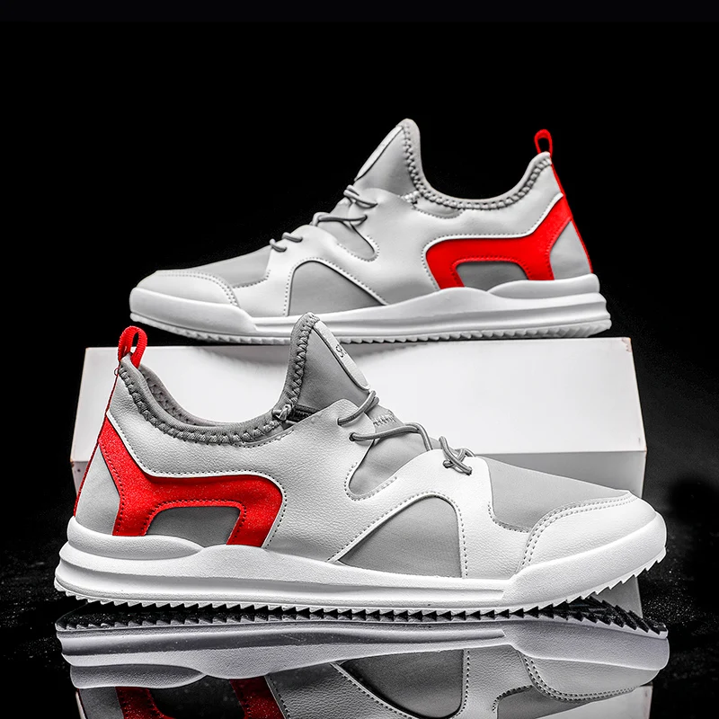 

2021Leather Men Shoes Sneakers Trend Casual Shoe Italian Breathable Leisure Male Sneakers Non-slip Footwear Men Vulcanized Shoes