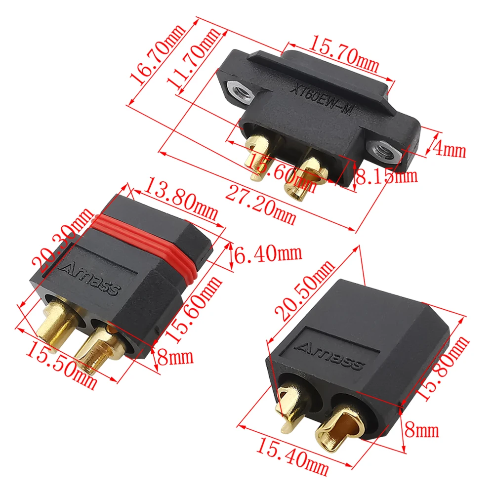 2 шт., позолоченные штекеры XT60W XT60EW для радиоуправляемых летательных аппаратов
