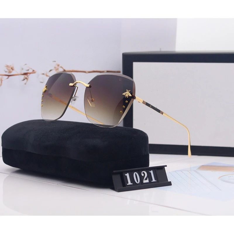 2020 luxury bee Fashion for women Sunglasses Men Square Frameless Brand Design Sun Glasses Gradient lenses Oculos Retro UV400 | Аксессуары
