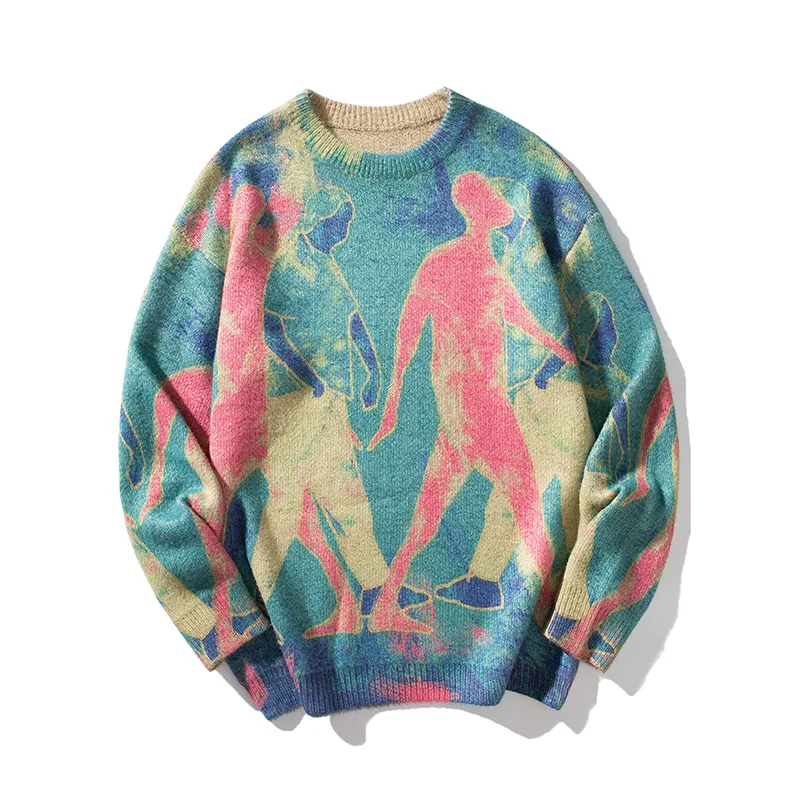 

Мужской пуловер, свитер, новинка 2021, осенне-зимние пуловеры в Корейском стиле с мультяшным рисунком, мужской модный свитер с принтом для муж...