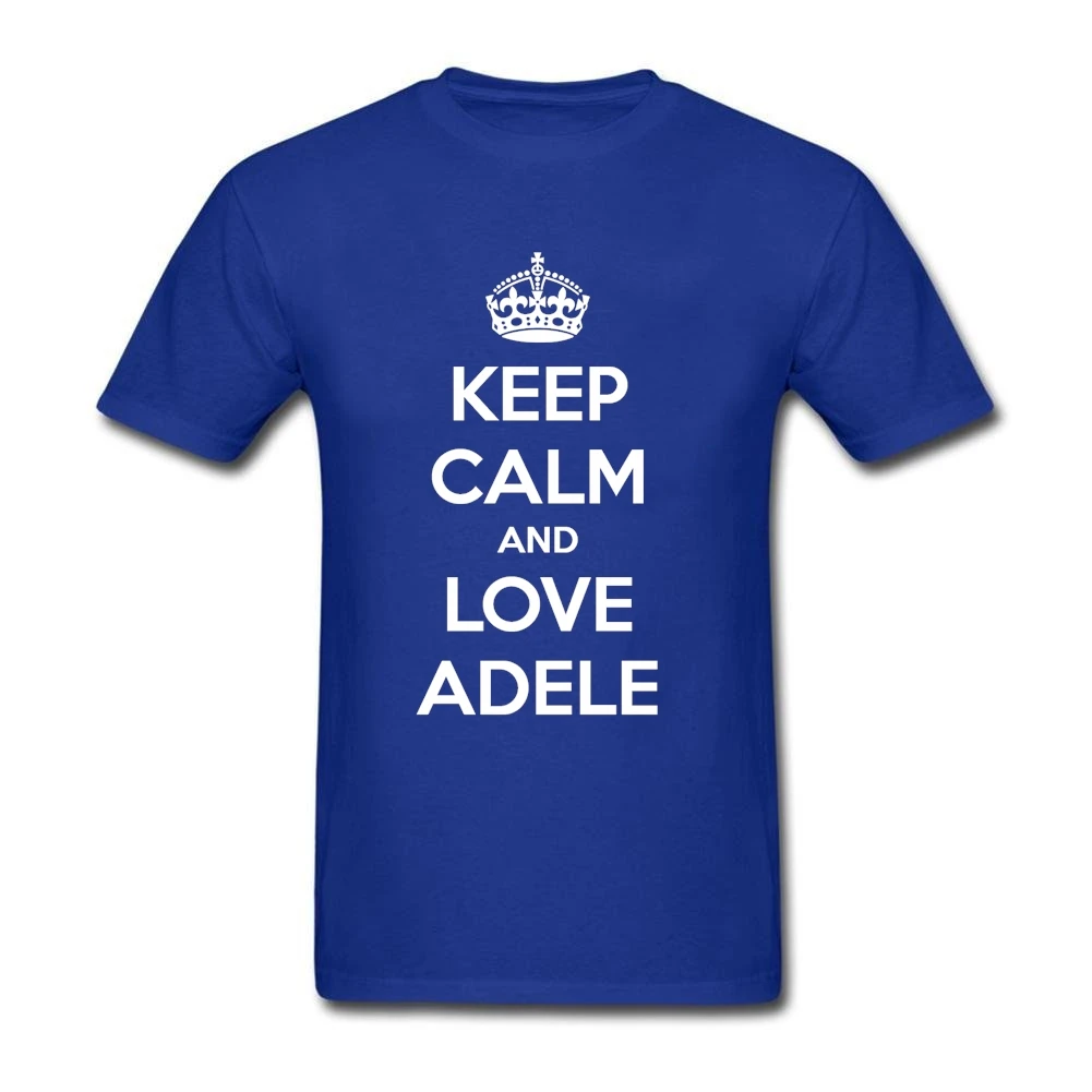 Футболка с круглым вырезом для подростков надпись Keep Calm And Love Adele осенняя футболка