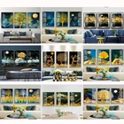 DIY 40x50 см 3 шт. краски по номерам солнце лист Луна декорации домашнее украшение масляная краска ing по номерам полный набор для взрослых