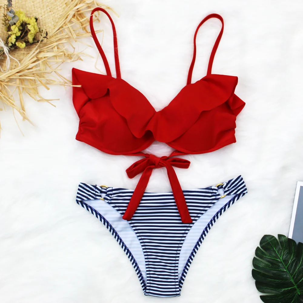 2021 красный купальник купальники из двух предметов женские бикини с пуш-ап