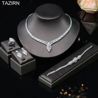 elegant 5a zircon jewelry set necklace bracelet earrings ring birthday wedding ornaments fashion cz dress accessories best gift