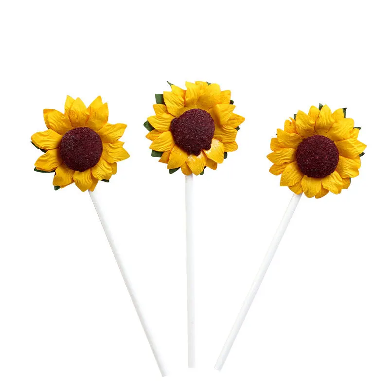 

3pcs Colorful Sunflower Cake Topper Cake Decorations Wedding Birthday Party Dessert Decorations For Baby Shower Baking Supplies