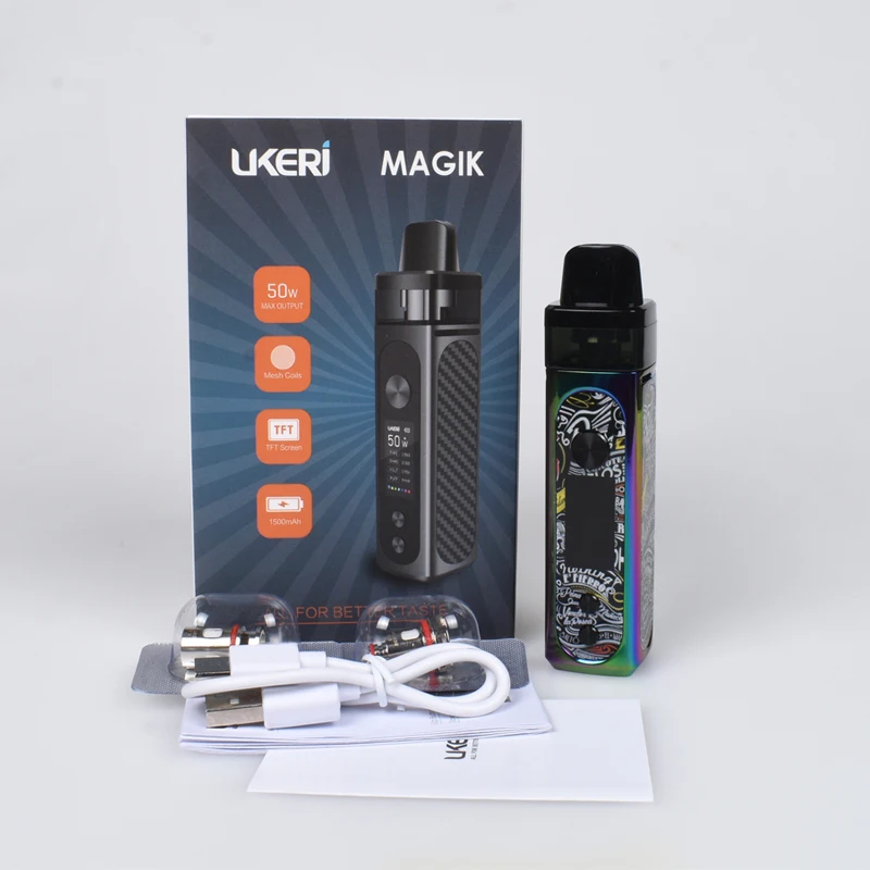 Новый оригинальный 50 Вт UKERI MAGIK Pod Комплект с 1500mah батареей и двойной системой