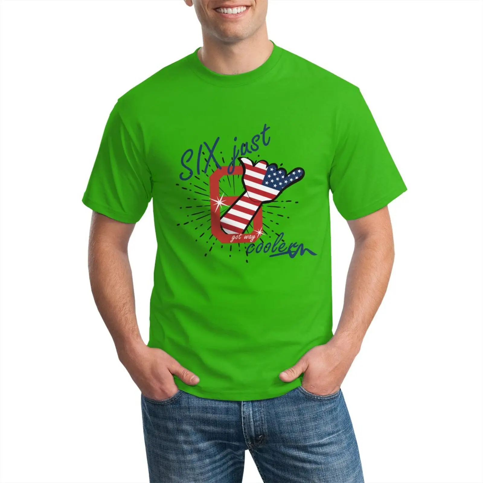 

Mens Short Sleeve six just Printed Cotton Soft Breathable Mens t shirts Top Casual Fashion Outdoors Camping Fishing