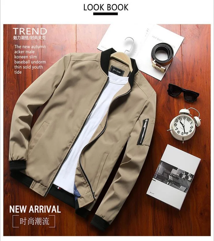 

New spring and autumn men's thin jacket casual coat men's Baseball Jacket men's leather youth 9937