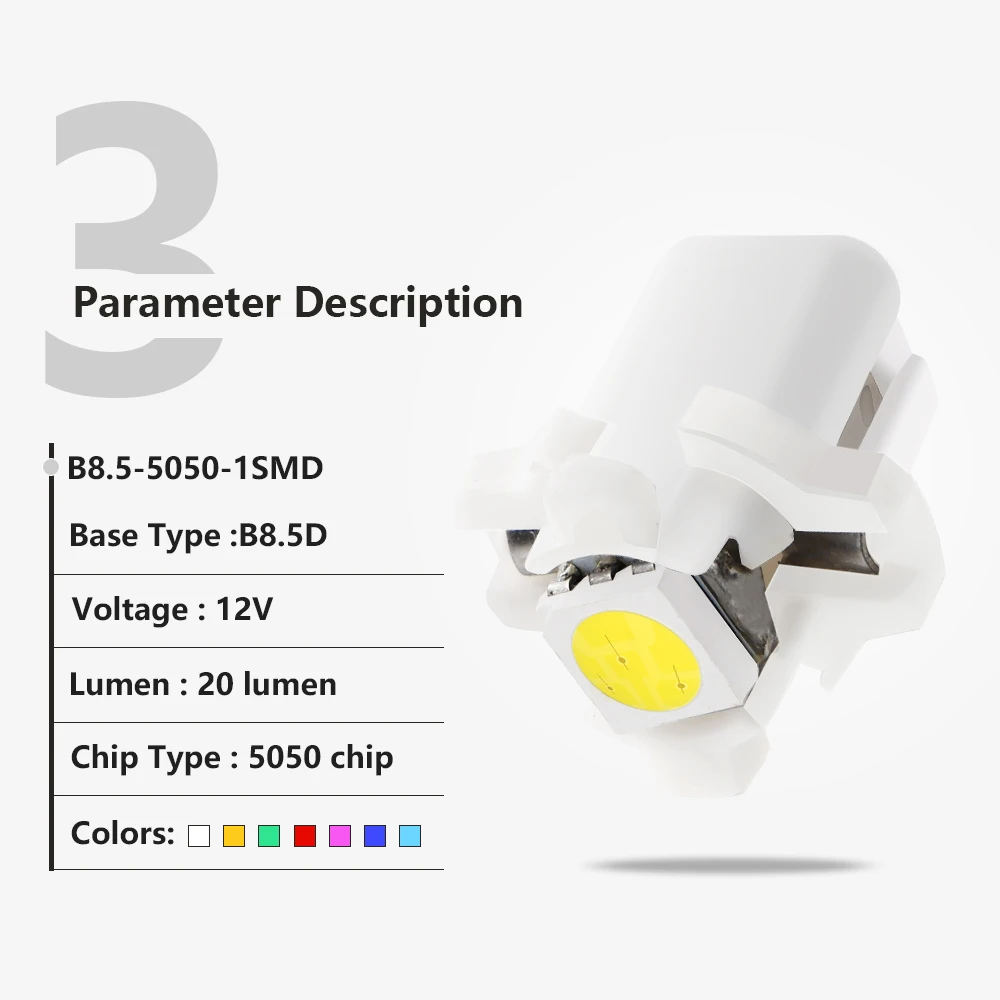 Светодиодсветодиодный автомобильные лампы T5 B8.5 SMD 5050 12 В 24 постоянного тока 10 шт. |