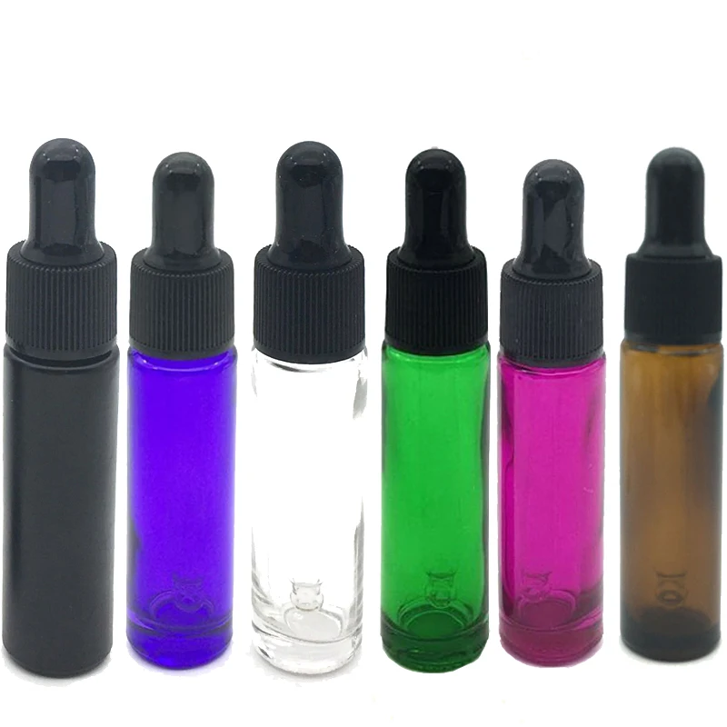 

50pcs 10ml Solid Color Bottle with Pure Glass Pipette Perfume Sample Tubes Essential Oil Dropper Vial