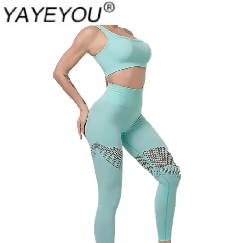 

Individual 2020 Summer women sport tight gym suit one shoulder movement gathered bra tall waist hollow out pants running black