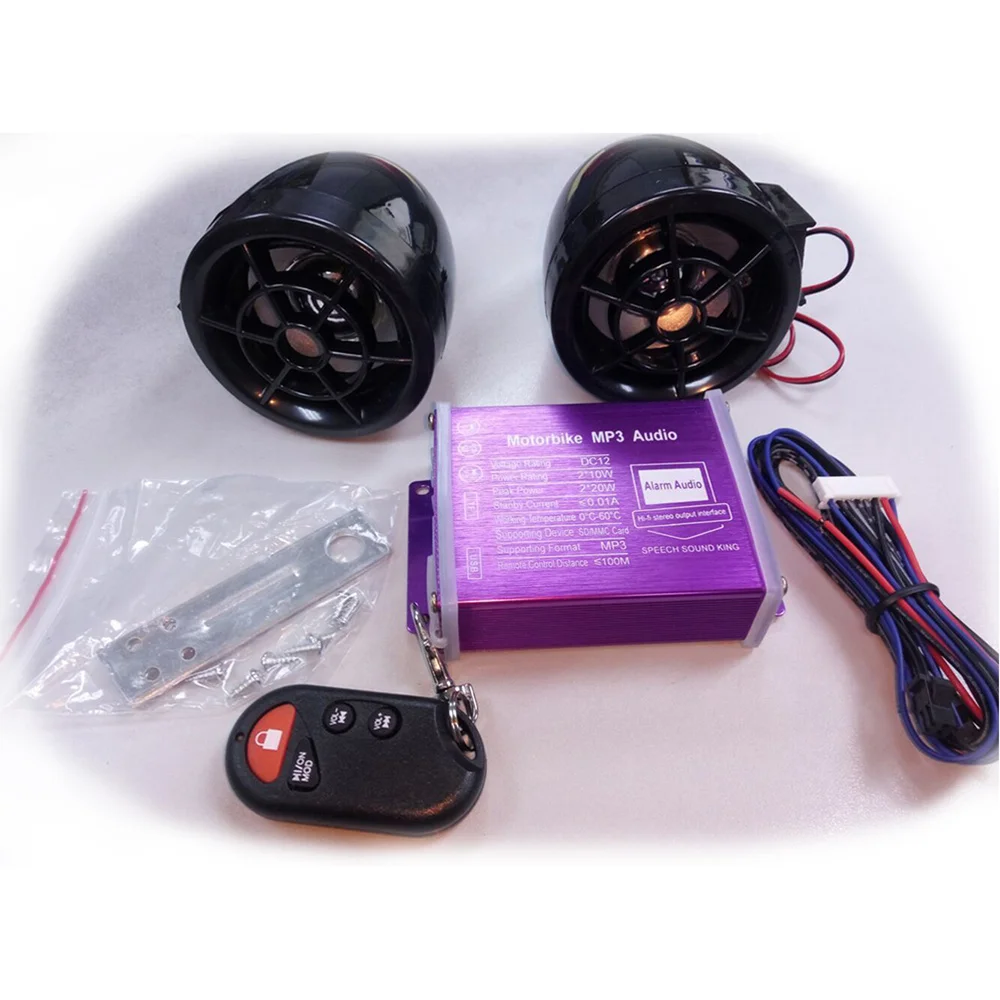

Motorcycle Audio Weatherproof Speaker System MP3 Two Speakers Amplifier Sound System (Black)