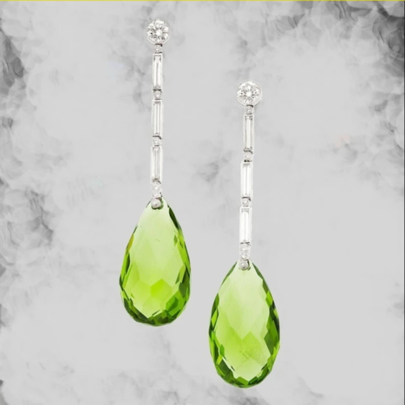 Water Drop Earrings Crystal Birthstone Pendant Alloy Long Green Gift Birthday For Women Korean Jewelry | Украшения и аксессуары