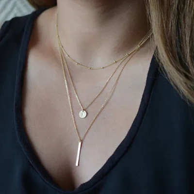 

2021 Fashion Multi-layered Chain Necklace For Women Vintage Choker Sweater Necklace Party Jewelry Gift