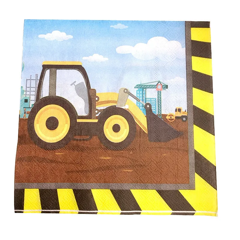 Строительные грузовики День рождения одноразовая посуда набор тарелок